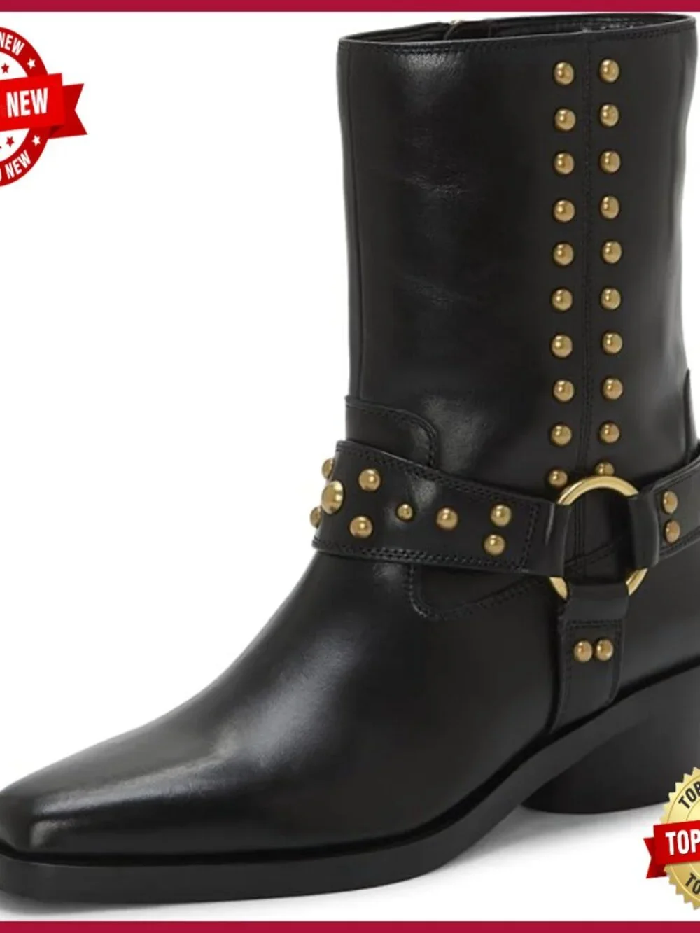 Mid-Calf Boot with Edgy Stud Detailing - Block Heel Pull-On